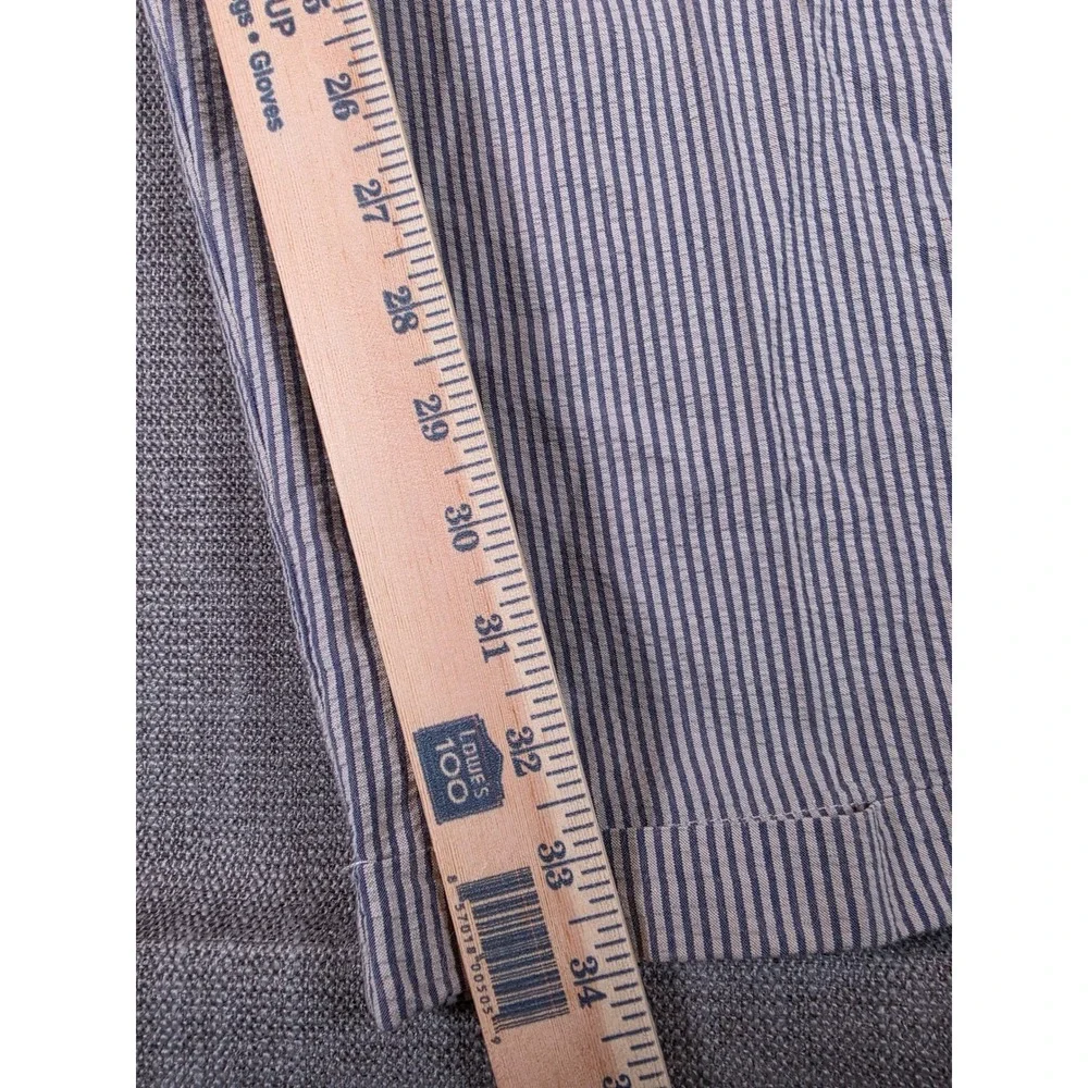 Banana Republic Pants Mens 40/34 Blue White Striped Pleated Seersucker Cuffed